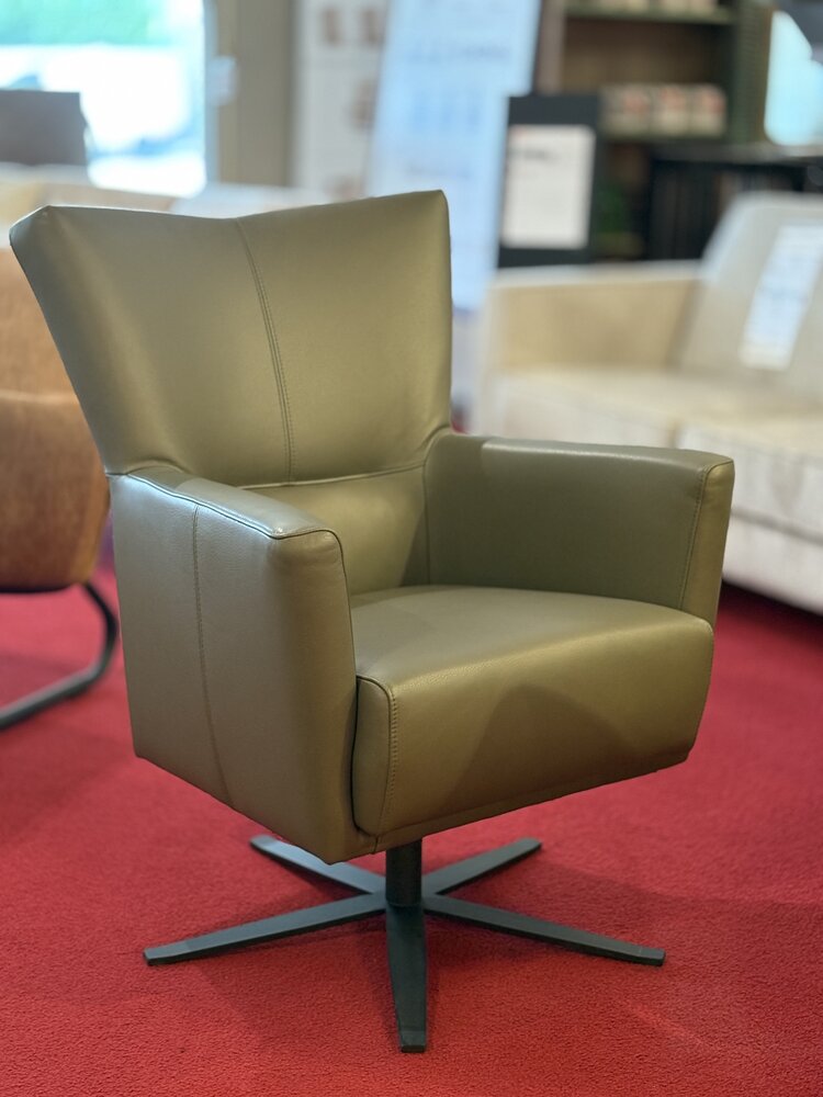 breda, draaifauteuil, leder, groen, fauteuil, sale, outlet, toonzaalmodel