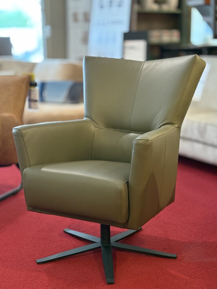 breda, draaifauteuil, leder, groen, fauteuil, sale, outlet, toonzaalmodel