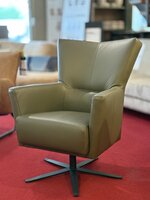 breda, draaifauteuil, leder, groen, fauteuil, sale, outlet, toonzaalmodel