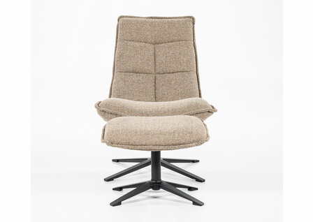 eleonora, marcus, fauteuil, draaifauteuil, stof, beige, poef, baquer, kubus, wonen, culemborg, 