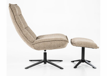 eleonora, marcus, fauteuil, draaifauteuil, stof, beige, poef, baquer, kubus, wonen, culemborg, 