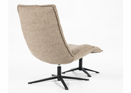eleonora, marcus, fauteuil, draaifauteuil, stof, beige, poef, baquer, kubus, wonen, culemborg, 