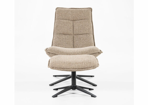 eleonora, marcus, fauteuil, draaifauteuil, stof, beige, poef, baquer, kubus, wonen, culemborg, 
